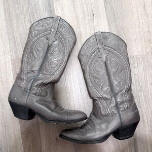 Dan Post Taupe Gray Leather Cowboy Boots